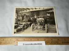 1920's Real Photo Auto Repair Shop Garage 2 Men Fixing roof of Vehicle Ford Car? picture