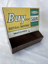 Vtg Salem Cigarette Metal Wall Counter Matches Display Holder Advertisement 6” W picture