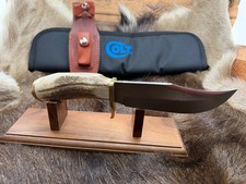 Sam Colt .45 Bowie Knife Vintage Stag Handle With  Leather Sheath Mint In Box picture