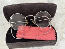 VTG 1940s 1/10 12K GOLD FILLED ROUND SPECTACLES ORIGINAL PHILA CASE & LENS CLOTH picture