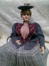 Rare Antique Victorian Folk Art Papier Mache Fabric German Tea Cozy Doll 18