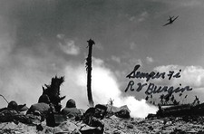 R.V. Burgin signed 4x6 photo WW II Battle of Okinawa Pacific Theater RARE LOOK picture