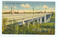 MANCHESTER,NEW HAMPSHIRE-QUEEN CITY BRIDGE-LINEN-#61986-(NH-M) picture