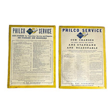 Vintage Philco Radio Service Price Charts Set of 2 Advertising Permanent Sign Co picture