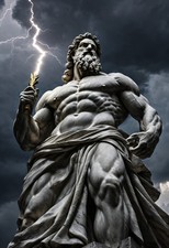 Zeus Marble Statue with Lightning Bolt - Classical Wall Art Print picture