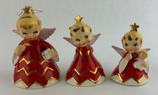 Vintage Geo Lefton “Naughty “ Christmas Angel Ornament Bells Set 1956 picture