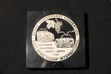 MERCEDES GULL WING GROUP INTERNATIONAL COMMEMORATIVE 1993 PLAQUE ON STONE picture