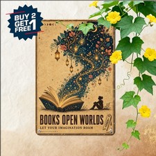 Inspiring Tree Of Knowledge Book Portal Fantasy Poster Retro Metal Tin Sign 8x12 picture