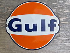 GULF porcelain sign advertising vintage garage 21.5