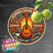 Woodstock 1969 Peace Love Music Round Metal Sign Retro Festival Plaque 8x8 picture