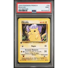 PSA 9 MINT Pikachu 1st Edition 58/102 Pokémon 1999 French Base Set Graded Card picture