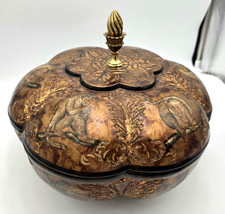 Maitland-Smith Monkey Jungle Lidded Bowl Box Tropical Gold Decor VTG picture