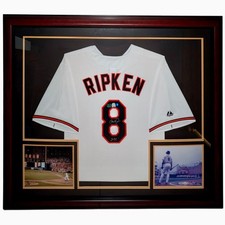 Cal Ripken Jr. Autographed Baltimore Orioles (White #8) Deluxe Framed Jersey - J picture