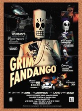 Grim Fandango PC Original 1998 Double-Sided Foldout Poster vi1 10.5