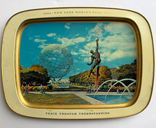 Vintage 1964-65 NY World’s Fair Unisphere Steel Tray Rocket Thrower 21.5”x 15.5” picture
