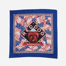vintage 90s red dog beer bandana usa patriotic flag bulldog planck road brewery picture