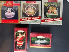 VINTAGE HALLMARK LIGHT & MOTION CHRISTMAS ORNAMENTS (LOT OF 5) picture