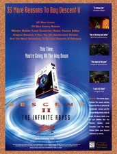1996 Descent II The Infinite Abyss PC Original Advertisement / Retro Promo v1 picture