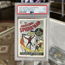 1984 MARVEL SUPERHERO AMAZING SPIDERMAN FIRST ISSUE COVERS #2 TRADING CARD PSA 7 picture