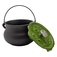 Smith and Clark 6 Quart Cast Iron Cauldron Green 'Bubbling' Lid 2026 Halloween picture