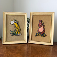 Vintage Disney The Jungle Book Framed Burlap Wall Art Set - Shere Khan & Baloo picture