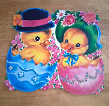Vintage Easter Paper Cutout, Ducks & Chicks, Cardboard Paper 13 inch cutout picture