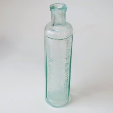 Antique Healy & Bigelow Kickapoo Indian Cough Cure Embossed Aqua Glass Bottle picture