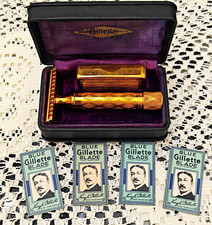 Rare 1930-31 Vintage Gillette Criterion NEW De Luxe OC Safety Razor w/ Case. picture