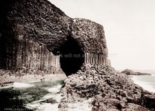 Fingal's Cave Staffa Scotland Sea Basalt Columns Rock Vtg. Photo 19thC. picture