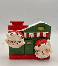 Vintage Commodore Mr and Mrs Claus Salt Pepper Shakers Napkin Holder Japan Rare picture