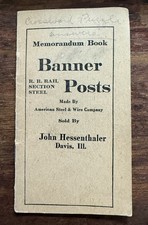 B371 American Steel & Wire Co American Fence Posts Davis IL 1926 Memorandum Book picture