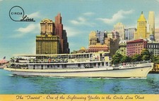 Vintage Circle Line Sightseeing Yacht Tourist New York City Linen Postcard 1940s picture