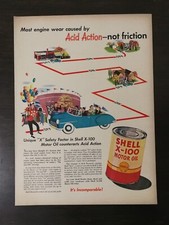 Vintage 1949 Shell X-100 Motor Oil Full Page Original Color Ad picture