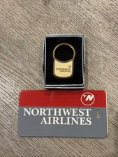 Vintage NOS Northwest Airlines Barlow Keychain With Luggage Tag picture