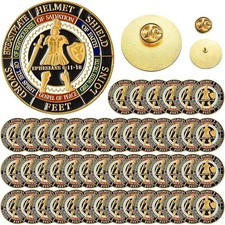 24 Pcs Put on the Whole Armour of God Lapel Pins 1.18 Inch Gold Religious Bro... picture