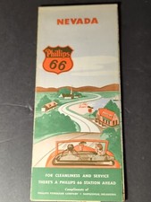 1940's Phillips 66 gas station map Nevada USA Double Sided Tear On Creases picture