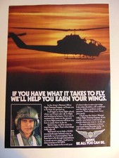 1986 ARMY Recruiting Earn Your Wings Helicopter  vintage print ad picture
