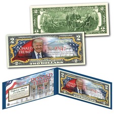 DONALD TRUMP 47th PRESIDENT Flag 45/47 Historic Genuine Legal Tender $2 US Bill picture