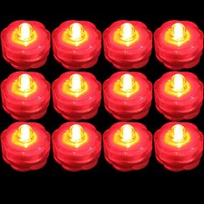 Submersible Waterproof Battery LED Tea Light ~ Wedding Decoration~Red~ 12 Pack picture