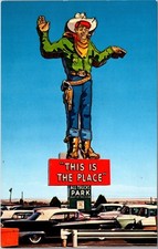 Wendover Will Cowboy Sign Wendover Nevada Postcard Geo McLean Cars picture