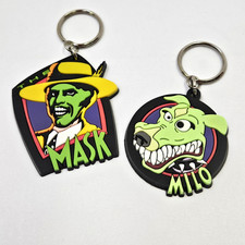 Set of 2 Vintage 1994 The Mask & Milo Keychains Rubber Applause Jim Carrey picture