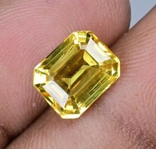 Impressive 6.80 Ct Natural Ceylon Yellow Sapphire Emerald Cut Loose Gemstone 28R picture
