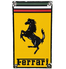 VINTAGE FERRARI PORCELAIN SIGN PRANCING HORSE DEALERSHIP ITALIAN RACING GARAGE picture