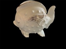 Vintage Ceramic Fish Planter with Gold Accents Mid Century Modern MCM Decor 12” picture