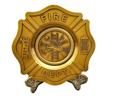 Firefighter Maltese Cross Display Plaque – 5.5-Inch Fire Department Emblem picture
