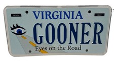 Exp Va Vanity Personalized License Plate Funny GOONER Eyes On The Road Sign Tag picture