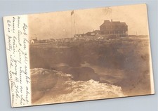 Portsmouth NH 1906 Real Photo Postcard Grand Hotel Rocky Coast Ocean Waves picture