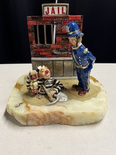 Rare Vintage Ron Lee Jail Break Police Clown Signed 85' Heavy Marble Base 11lb picture