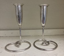 Elegant Vintage Mid Century NAPIER Silver Plated Candle Sticks picture