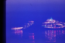 c1960's 35mm Slide Film Christmas Holiday Boat Reindeer Lights Night Ship picture